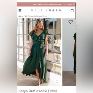 Baltic Born Katya Ruffle Dress in Evergreen